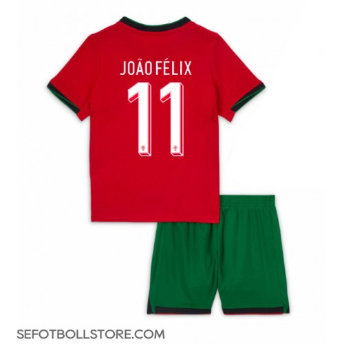 Portugal Joao Felix #11 Replika babykläder Hemmaställ Barn EM 2024 Kortärmad (+ korta byxor)